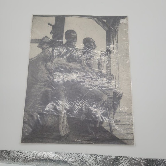 Imitation Charcoal Sketch of Pre-Civil War‎ Black America ~ Title Midday - Picture 8 of 9